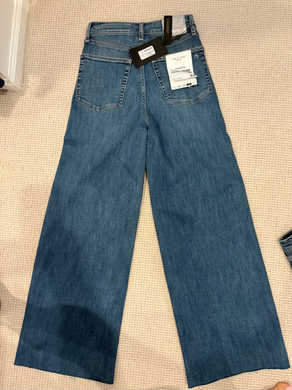 rag & bone Wide-Leg High-Rise Jeans in Medium Blue - Picture 2 of 2